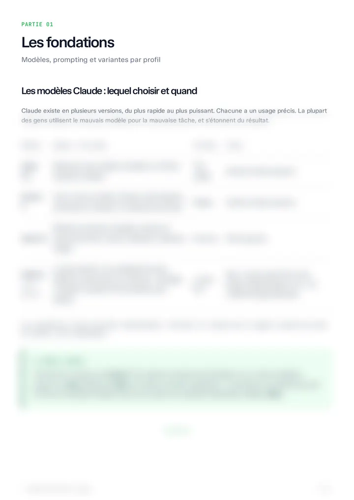 Page sur le choix des modèles Claude